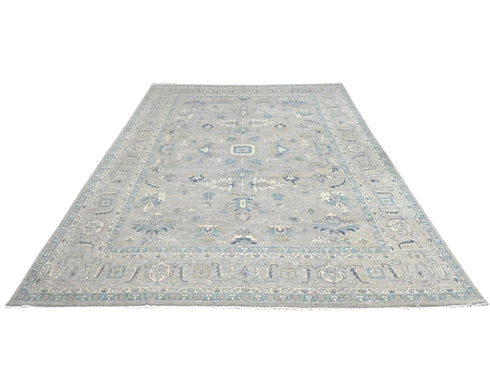 12x15 Feet Ziegler Gray Afghan Hand Knotted Wool Area Rug
